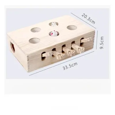 (5 Holes) Interactive Cat Toys Whack A Mole Cat Toy Wooden Solid Catch Mouse Game Box For Indoor