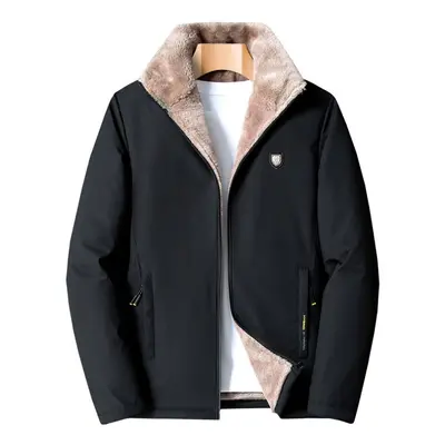 (black, XXXXXL) Men Winter New Casual Classic Warm Thick Fleece Parkas Jacket Coat Men Autumn Fa