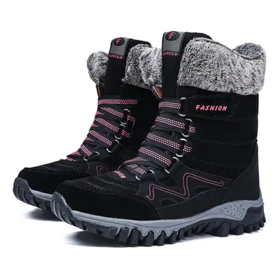 (black, 38) Tuinanle Women Snow Boots Winter Soft Plush Mid-calf Boots Female Non-slip Warm Cott