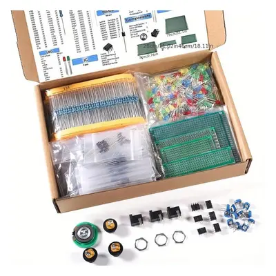 (1900 PCS) 1900pcs Mega Electronic Component Kit - Capacitors, Resistors, Leds, Transistors, Dio