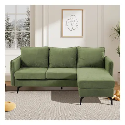 3-Seater Green Upholstered Corner Sectional Sofa