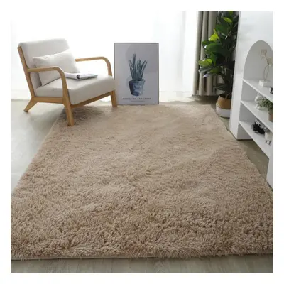 (tan, 140X200cm) Solid Plush Carpets For Living Room Long Piles Furry Carpets Bedroom Home Decor