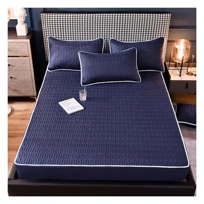 (navy blue, Mattress Cover(150x200cm)) High-quality Thick Quilted Double Bed Sheet Mattress Cove