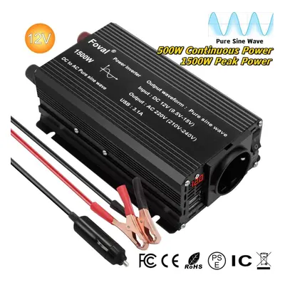 (black, 12V 1500W EU Socket) Pure Sine Wave 1500w/2200w/2600w Peak Dc 12v To Ac 220v Series Volt