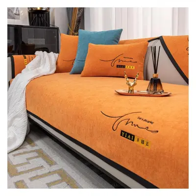 (orange, 90*240cm) Sofa Cover Universal Slipcovers Chenille Couch Cover Cushion Modern Sofa Pad 