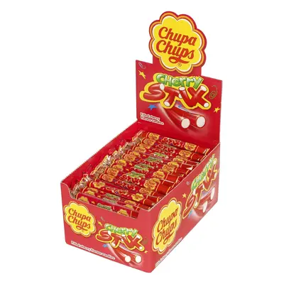 Chupa Chups Cherry Stix, Fondant Filled, Chewy Party Sweets, Suitable for Vegetarians - Bulk Box