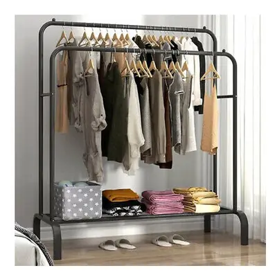 (White) Double Clothes Rail Hanging Rack Storage Shelf