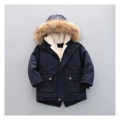 (navy blue, 140cm) Kids Coat Boys Thick Padded Winter Jacket Padded Winter Coat Thick Cotton Clo