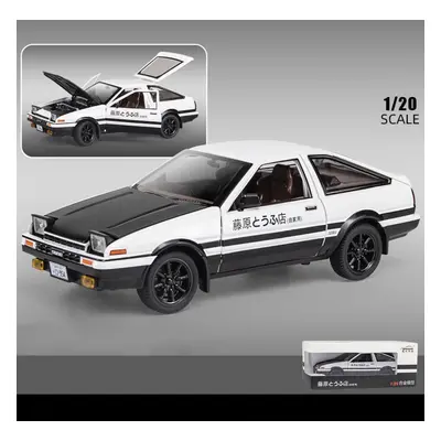 (black,white, 1/20-21x8x6.7cm) 1/20 Scale Toyota Ae86 Initial D Model Car, Zinc Alloy Pull Back 