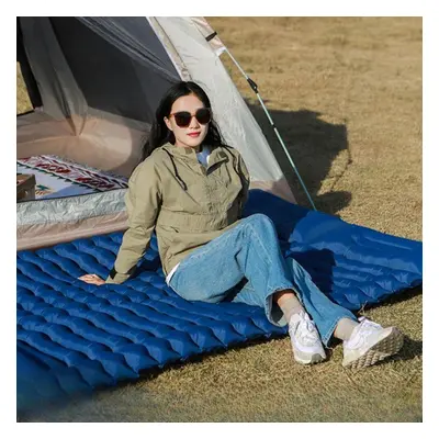 (blue, 200x140x10cm) Tent Moisture-proof Pad Two Person Inflatable Pad Outdoor Camping Feet Thic