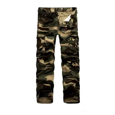 (camouflage, 38) Men&apos;s Straight Workwear Casual Trousers Pants Solid Camouflage Color Belt 