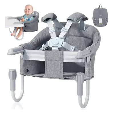 (Without A Tray, Classic Grey) Seats,Portable Hook on High Chair with 5-Point Safety Harness