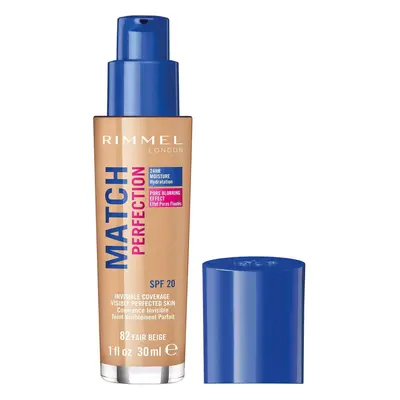 (FAIR BEIGE 082) Rimmel Match Perfection Foundation | Medium Coverage, 24hr Hydration, No Caking