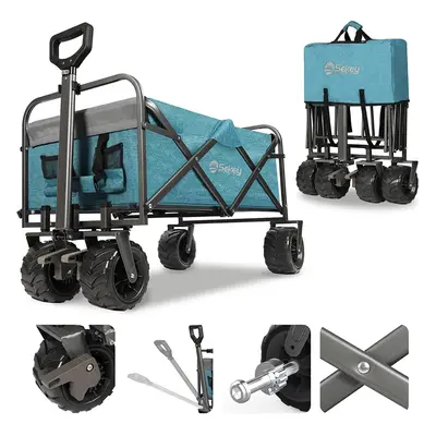 Sekey Folding Wagon with 220LBS Large Capacity,Duty Beach Wagon Cart on Big All-terrain Wheels w