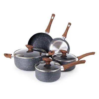 (8pcs, Marble) Non Stick Pots and Pans Set â Induction Hob Pots Set â 5pcs Kitchen Cookware 