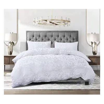 (White, King) New Teddy Fleece Duvet Cover Crushed Velvet Bedding Sets for winter in all sizes