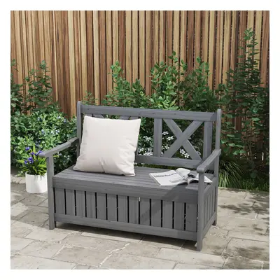 Outsunny Wood Storage Garden Bench for Patio Outdoor Seating, Charcoal Grey