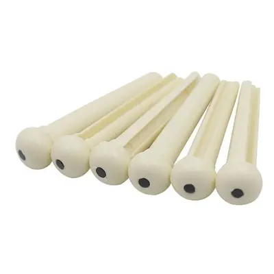 6pcs Cattle Bone Guitar Parts Endpin with Abalone Dot Bridge End Pins for Acoustic Guitar