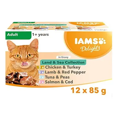 Iams Delights Wet Food Land and Sea Collection with Meat and Fish in Gravy, x 85g