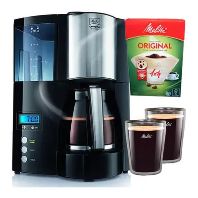 Melitta Optima Timer, 100801, Filter Coffee Machine with Glass Jug, Timer and Programmable Warme