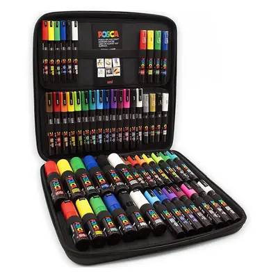 POSCA - PC-17K / PC-7M / PC-5M / PC-3M / PC-1M / PC-1MR - Paint Marker Art Pens - Travel Hard Ca