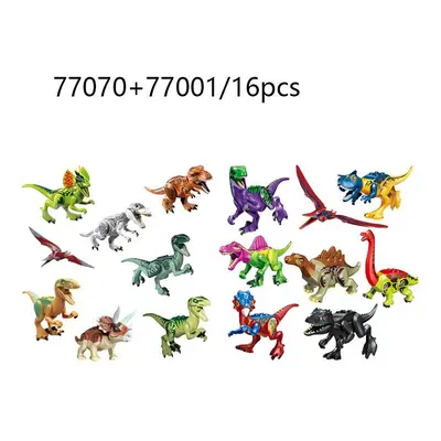 (Set2-16PCS) 16Pcs Mini Jurassic World Park Dinosaur Building Blocks