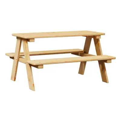 (natural) vidaXL Children's Table with Benches IRUN 90x79.5x50 cm Solid Wood