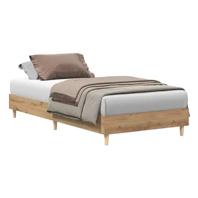 (artisian oak, x cm) vidaXL Bed Frame No Mattress Black 140x190 cm Engineered Wood