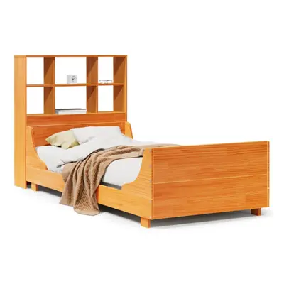 (wax brown, x cm) vidaXL Bookcase Bed without Mattress Bed Frame Bed Base Bedstead Solid Wood