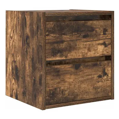 vidaXL Wall-mounted Bedside Cabinet Smoked Oak 38x34x40 cm bedside table