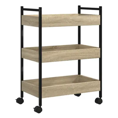 vidaXL Kitchen Trolley Rolling Cart Storage Cart Sonoma Oak Engineered Wood