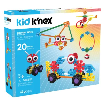 K'NEX Kid K'Nex - Zoomin' Rides Building Set - 64Piece - Ages & Up Preschool Educational Toy Bui