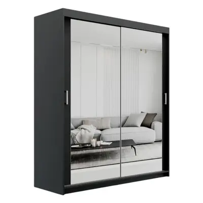 (180cm, Black) ELUKS Modern Sliding Door Wardrobe SKY