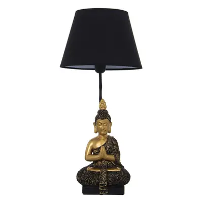 Buddha Table Lamp With Black Shade Gold Statue By Hestia