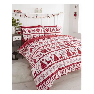 Noel Red Christmas King Size Duvet Cover Set Bedding Quilt Bed Set