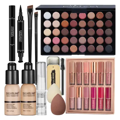 All in One Makeup Kit, Includes Colors Eyeshadow Palette, SIGHTLING Foundation & Face Primer, Wi