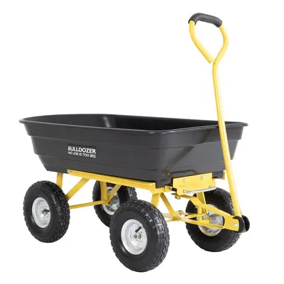 BULLDOZER PRO 200kg Load Capacity Garden Dump Trolley Cart Heavy Duty, Polyethylene Tub, Litre L