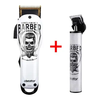 (white, UK Plug) Ubeator 100-240v Rechargeable Barber Shop Hair Clipper Cut Electric Hair Trimme