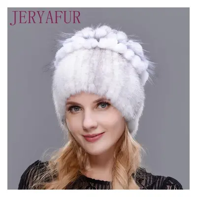 (white,black) New Winter Natural Imported Mink Fur Hat Ladies Rabbit Fur Petal Hat Top Mix And M