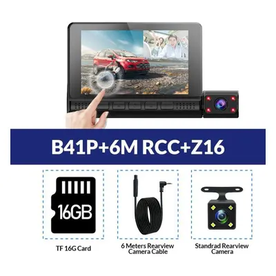 (black, With 16G TF Card) E-ace Cameras Lens 4.0 Inch Touch Screen Car Dvr Video Recorder Fhd 10