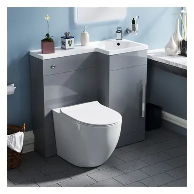 RH BTW Toilet, WC Unit & Resin Basin Light Grey Flat Pack| Revune