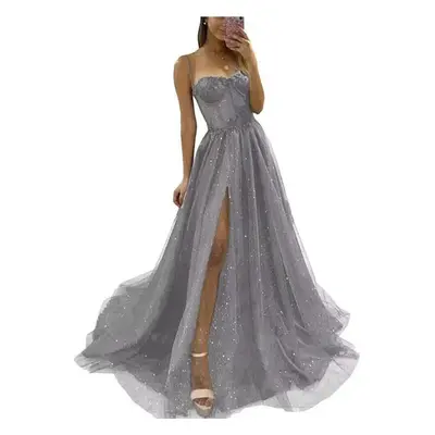 (gray, M) New Arrival Prom Party Dresses Vestido De Festa Blue Neck Dress Elegant Style Lace Ele