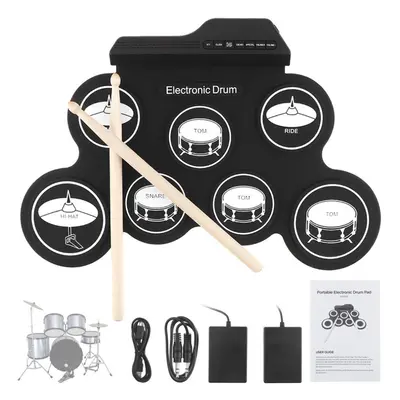 Electronic Digital Usb Pads Roll Up Set Silicone Electric Drum Kit With Drumsticks & Sustain Ped