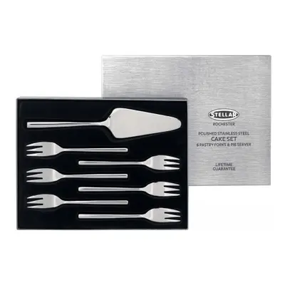 Rochester BL31 7-Piece Stainless Steel Cutlery Set in Gift Box for People, Cake Slice and Pastry