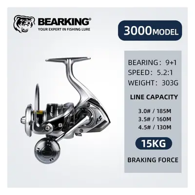 (as the picture, AS-3000) Bearking Brand New Arrival Saltwater Fishing Reel Spinning 9+1bb 5.2:1