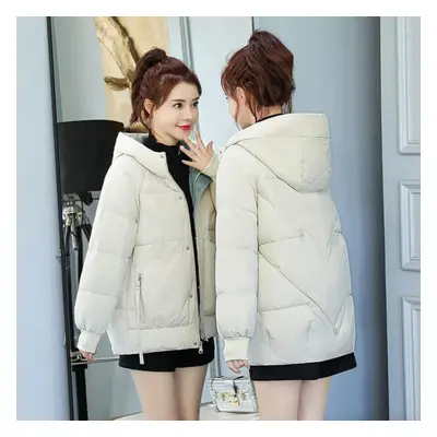 (white, M) Women Outerwear Hooded Coat Jacket Winter Overcoat Casual Parkas Autumn Warm Female Z