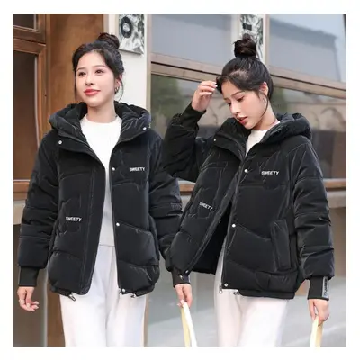 (black, XXXL) New Fashion Women Down Jacket Warm Plus Casual Warm Outerwear Down Winter Jacket