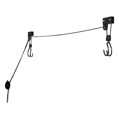 (Black) Kayak Lift with Hanging Pulley System Kayak Ceiling Rack Garage Ceiling Mount for Bicycl