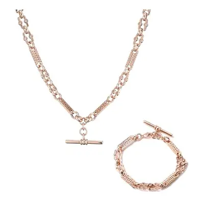 Luxury Rose Gold Stars and Bars T-Bar Bracelet and Chain Set Adjustable Rose Gold Star & Bars Br