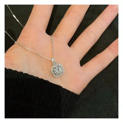 925 Sterling Silver Single Square Diamond Womens Necklace Moissanite Gemstone Pendant Necklace f